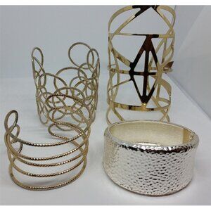 BUNDLE lot 4 wide trendy fashionista metal bracelets variety statement etc
